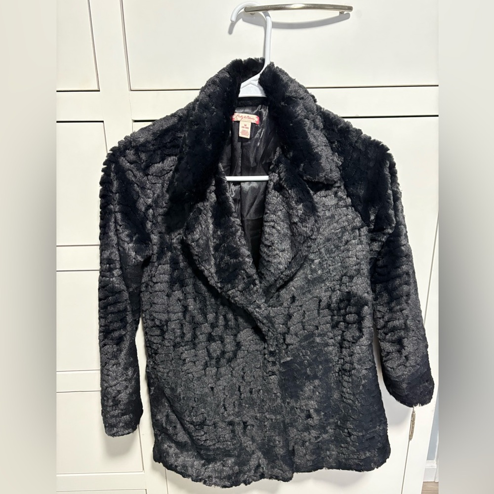 Ruby & Bloom Girls Black Faux Fur Jacket
